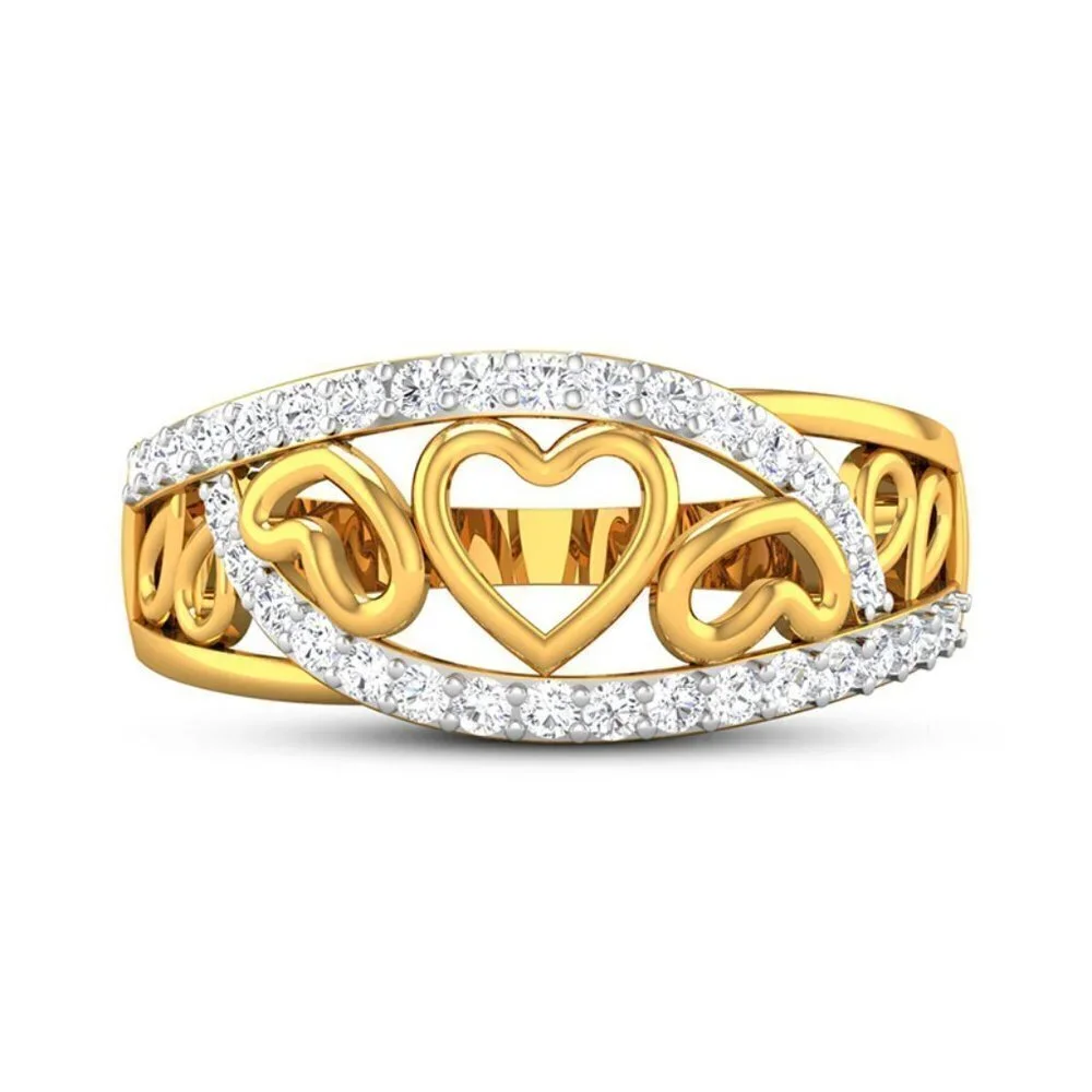 💥 Lovely Double Layer Sweet Zircon Heart Rings for Women, EVGG1305